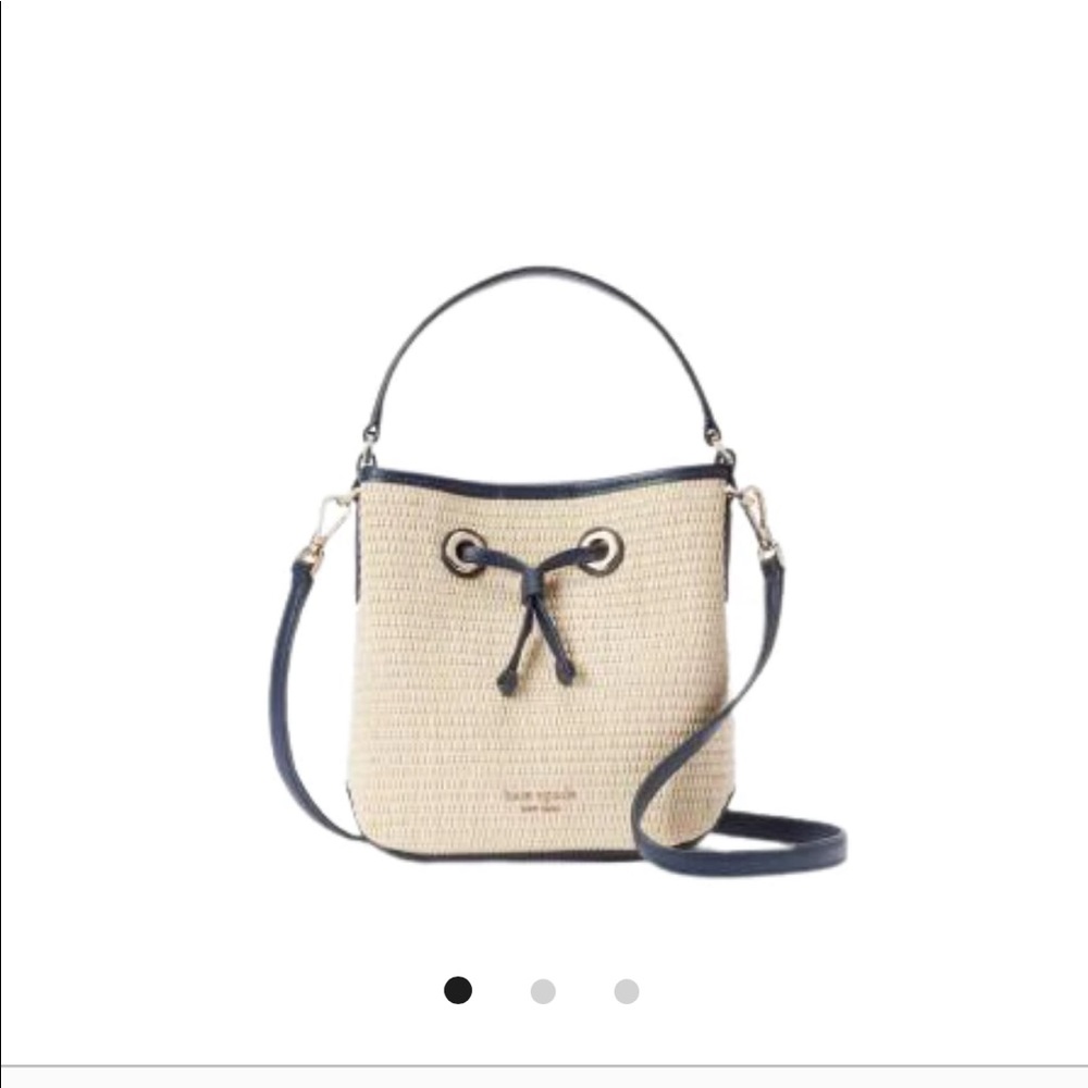 New With Tags Kate Spade Eva Straw Small Bucket Bag